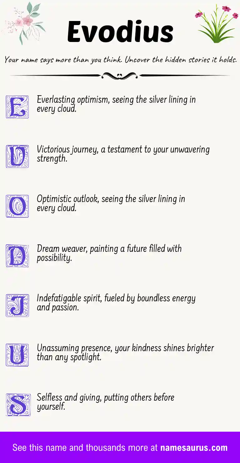 Acrostic poem about Evodius.