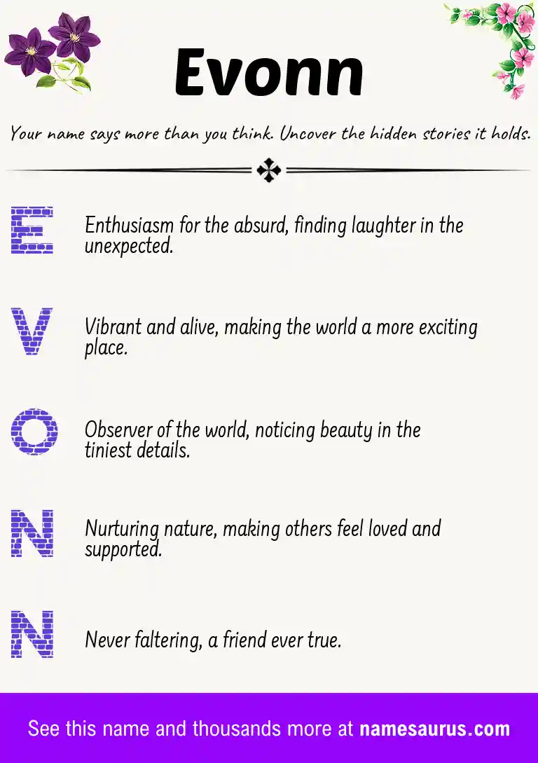 Acrostic poem about Evonn.