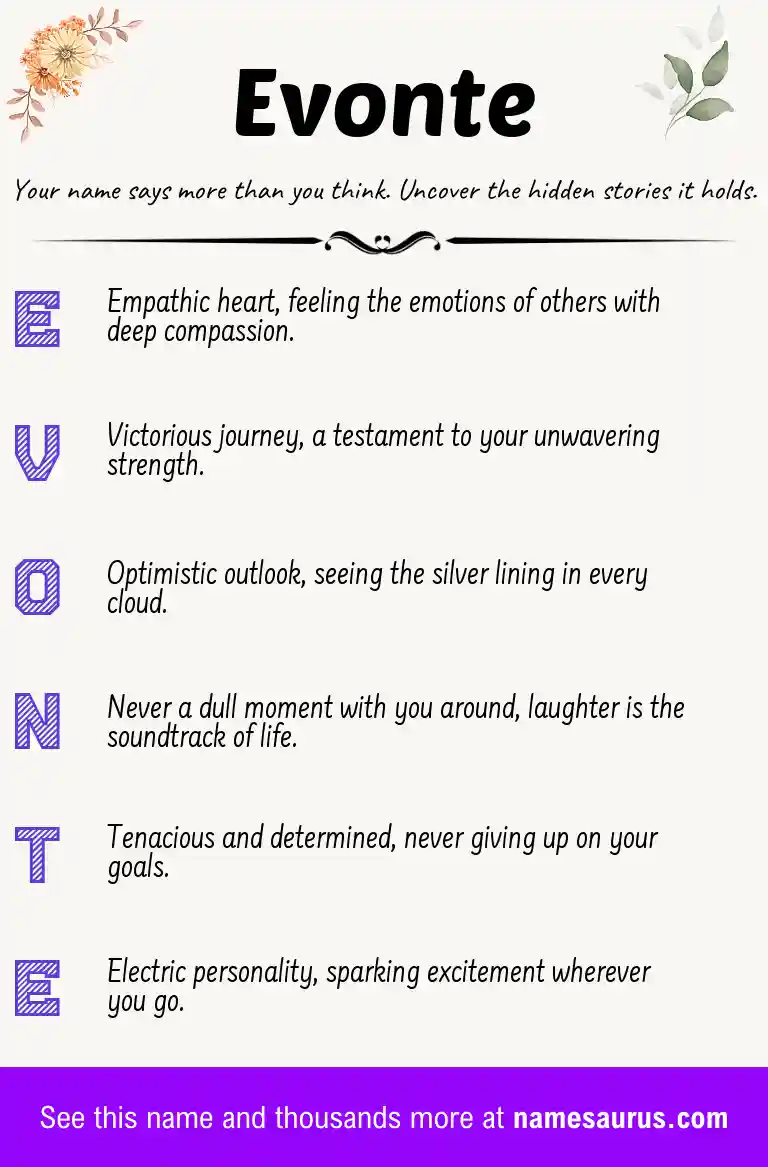 Acrostic poem about Evonte.