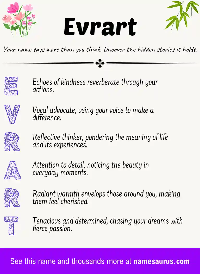 Acrostic poem about Evrart.