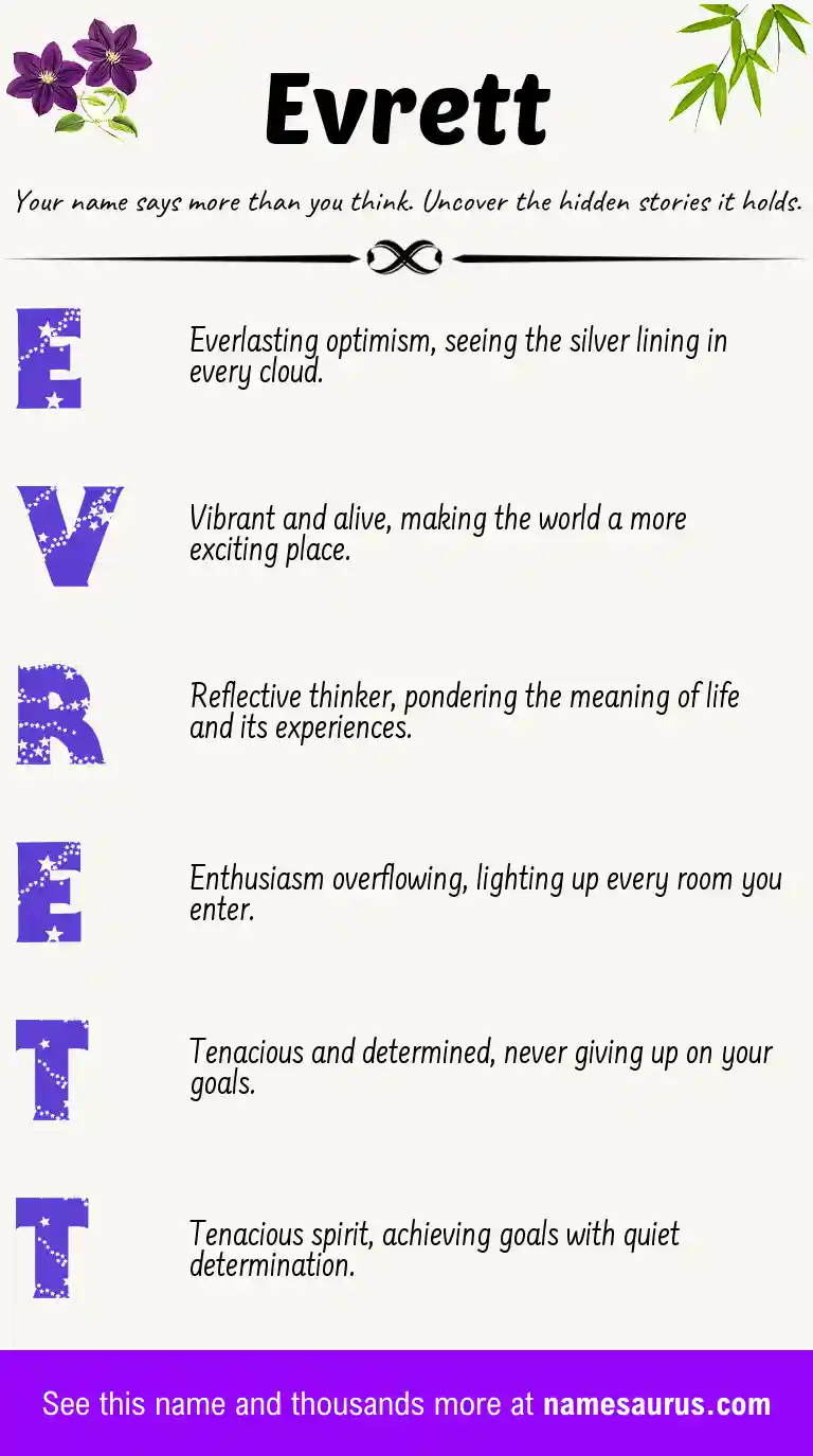 Acrostic poem about Evrett.