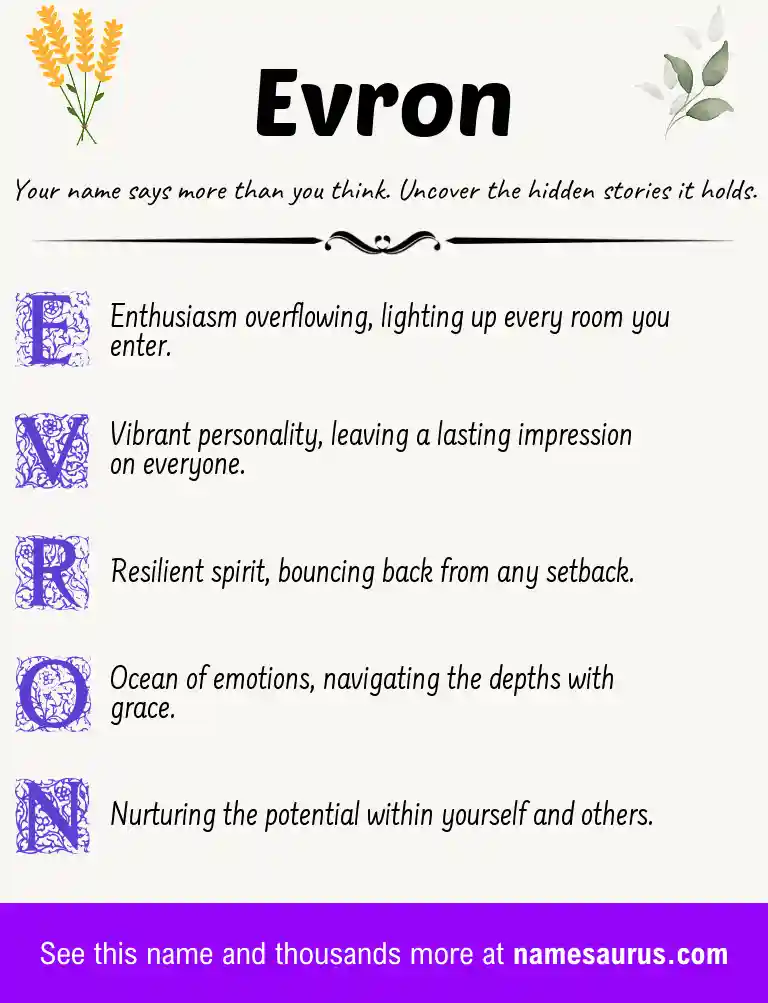 Acrostic poem about Evron.