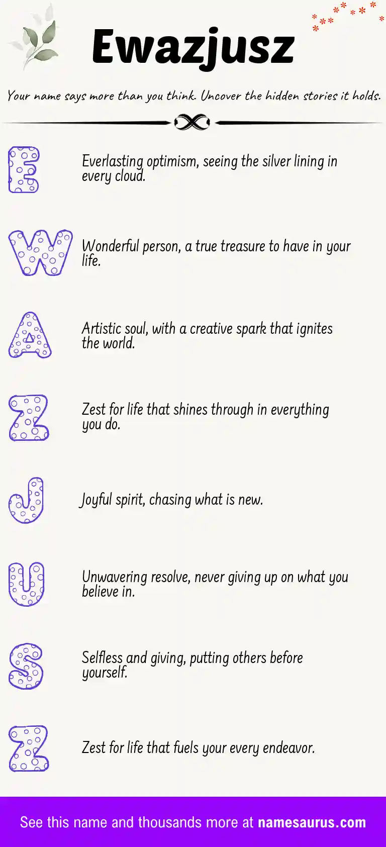 Acrostic poem about Ewazjusz.