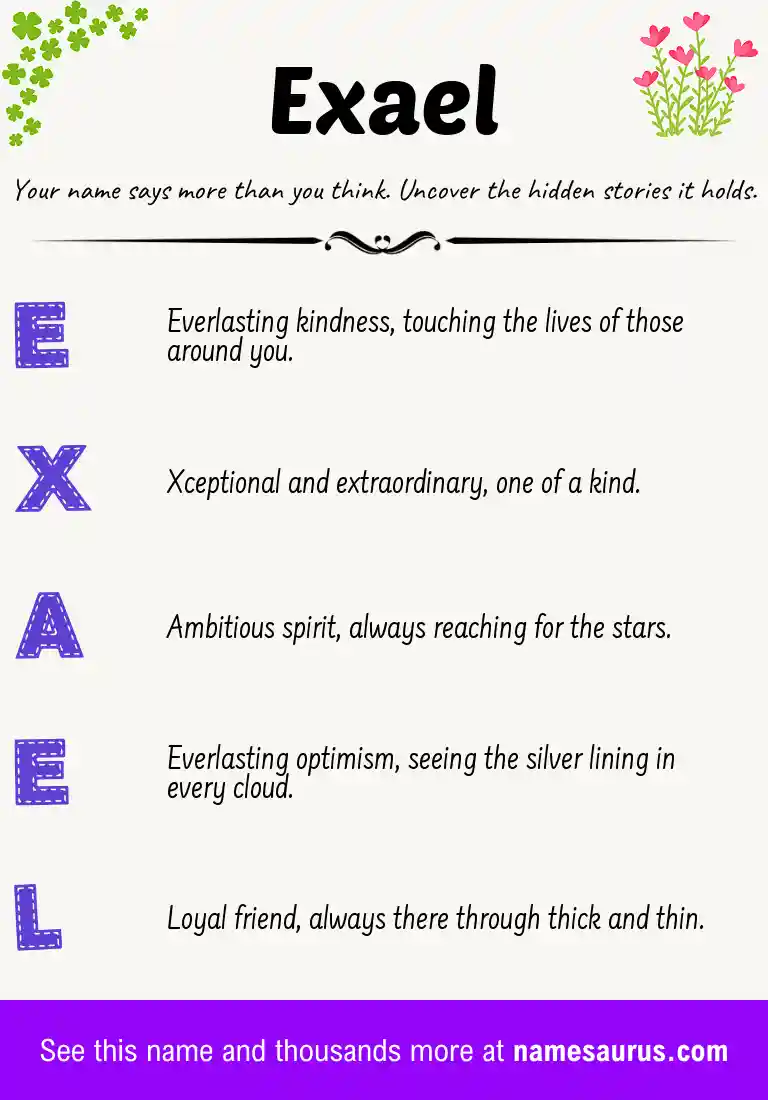 Acrostic poem about Exael.