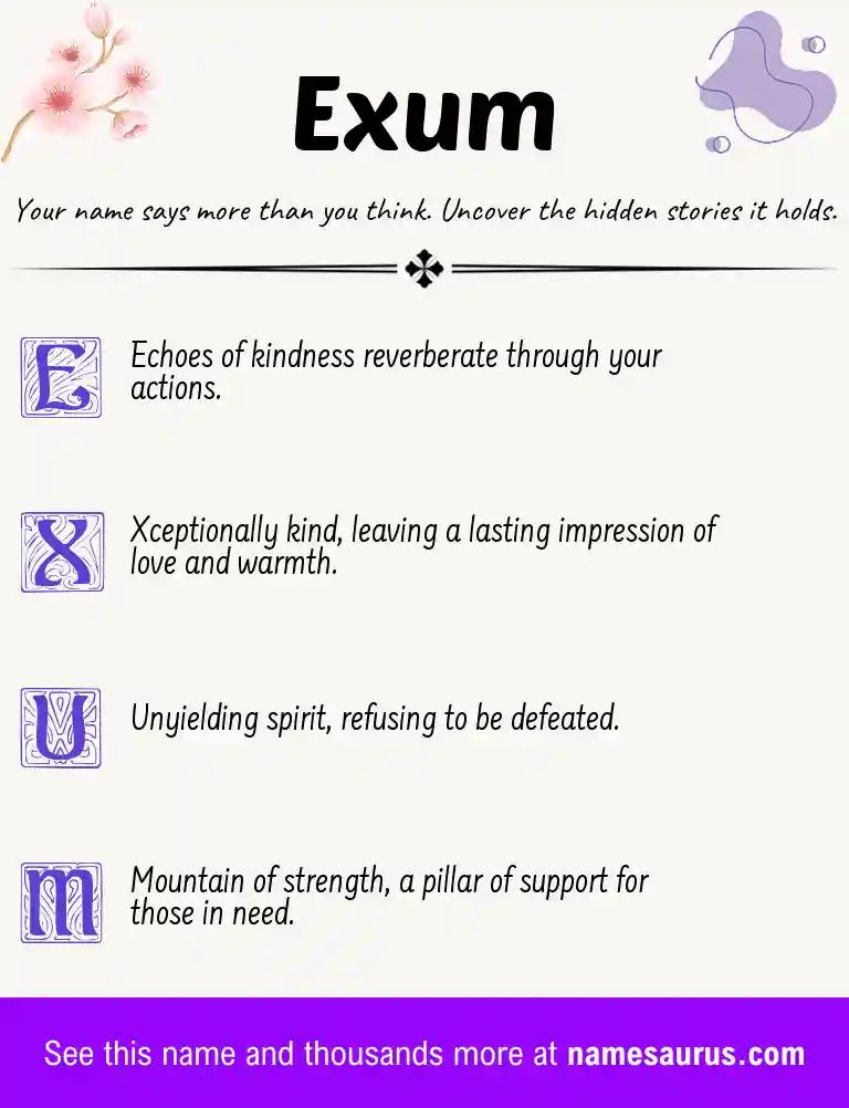Acrostic poem about Exum.