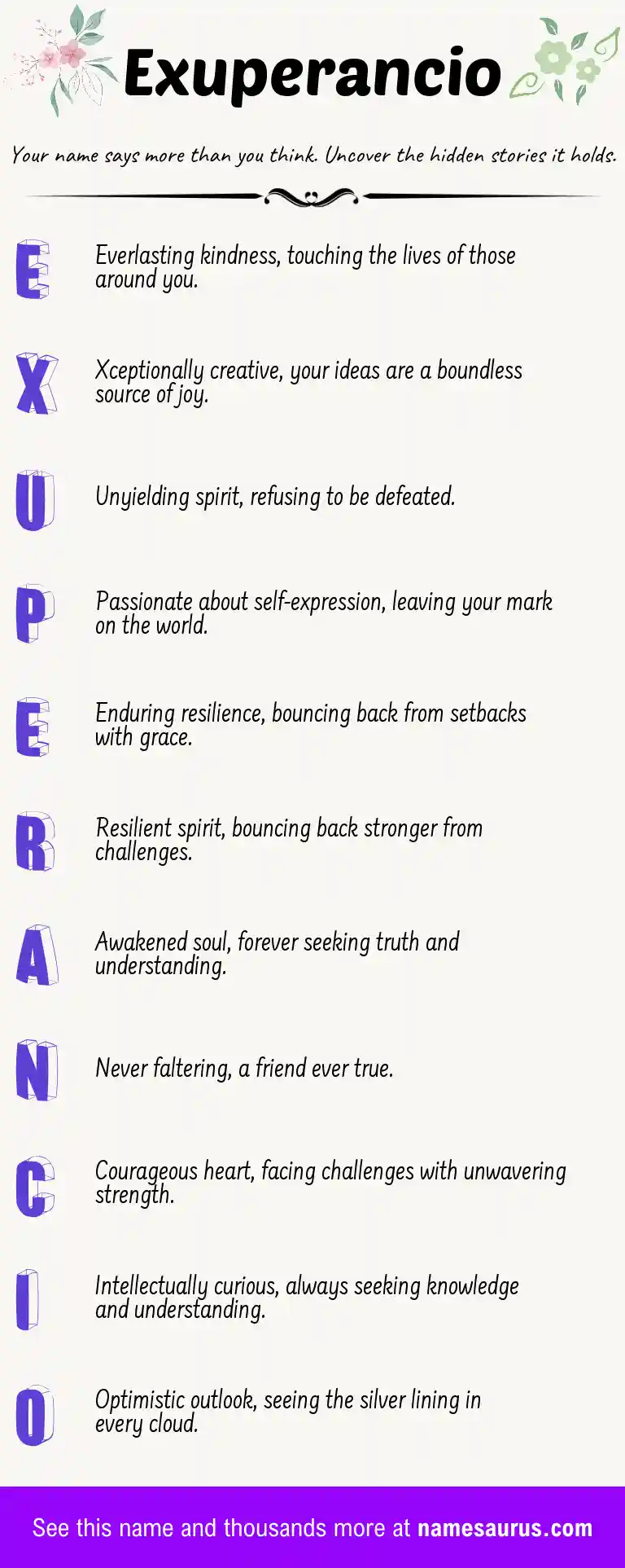 Acrostic poem about Exuperancio.
