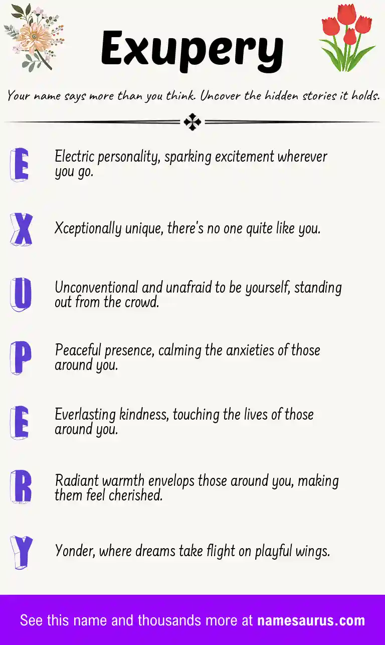Acrostic poem about Exupery.