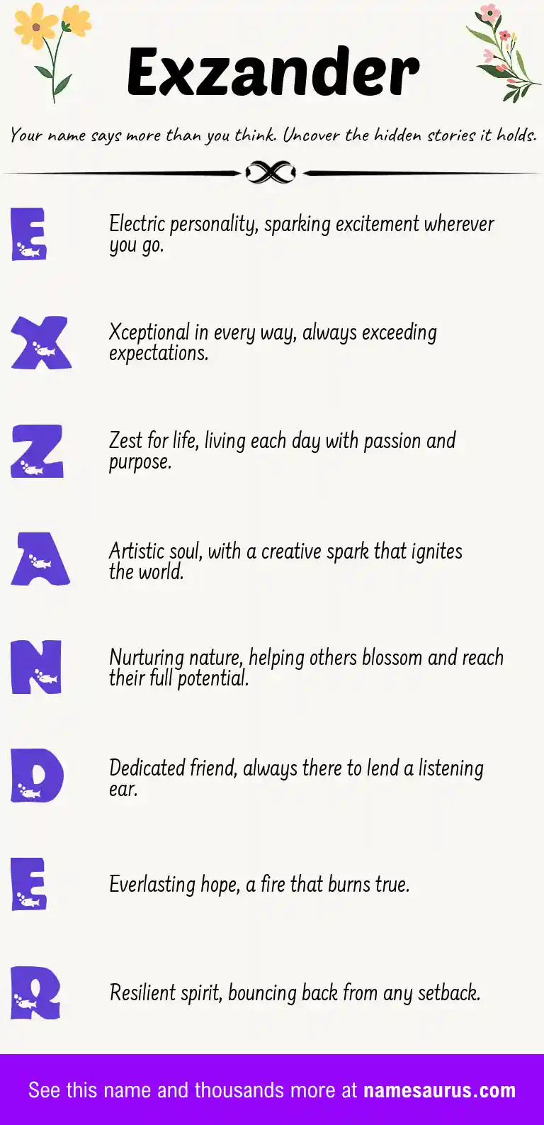 Acrostic poem about Exzander.
