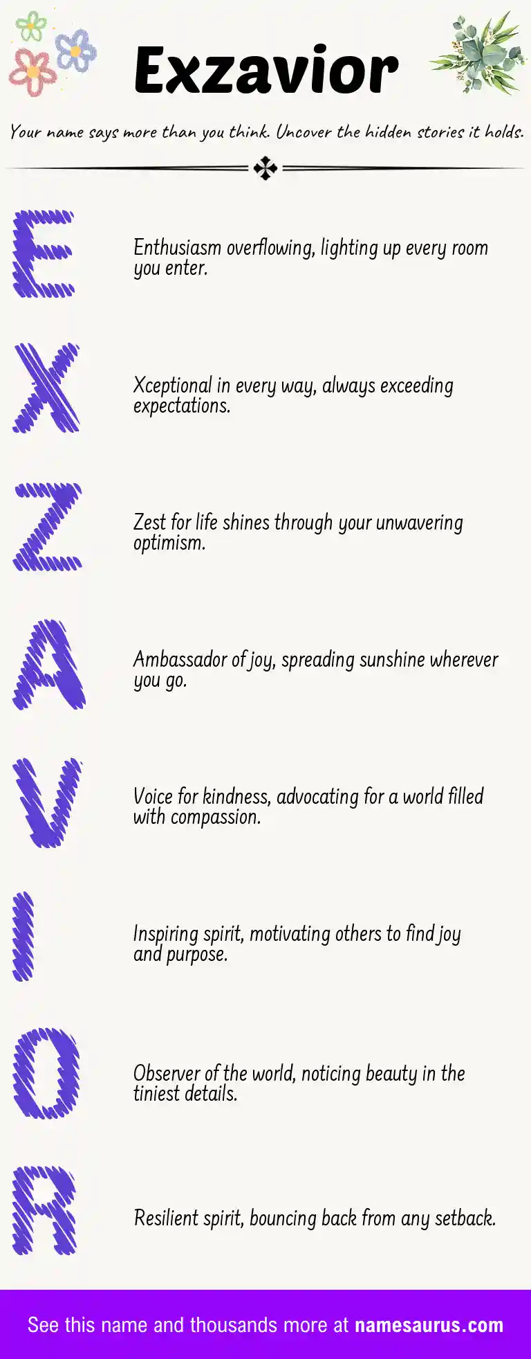 Acrostic poem about Exzavior.