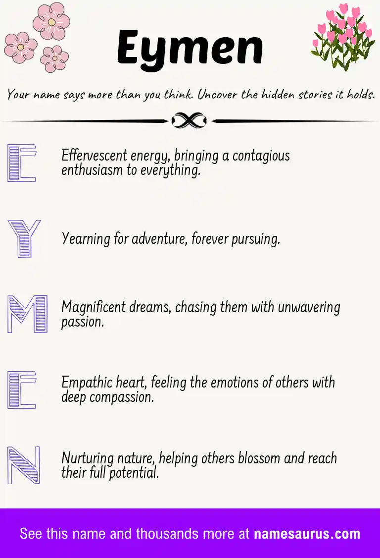 Acrostic poem about Eymen.