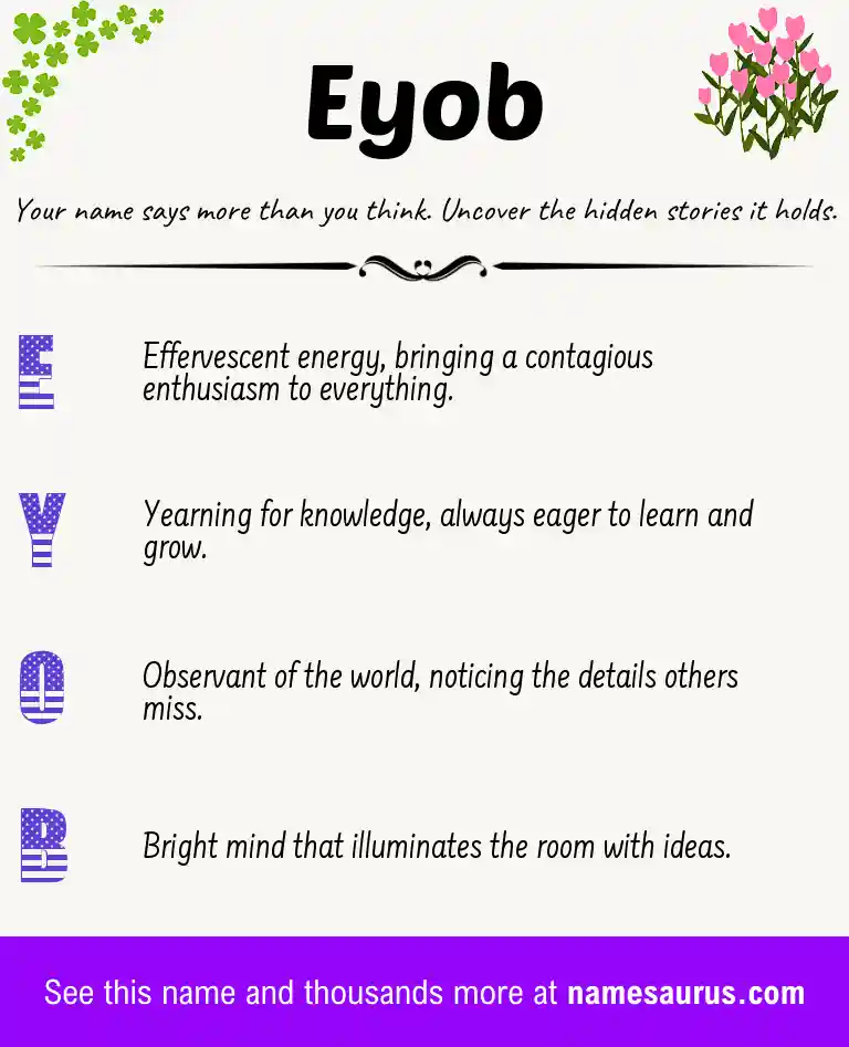 Acrostic poem about Eyob.
