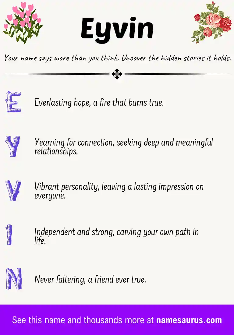 Acrostic poem about Eyvin.