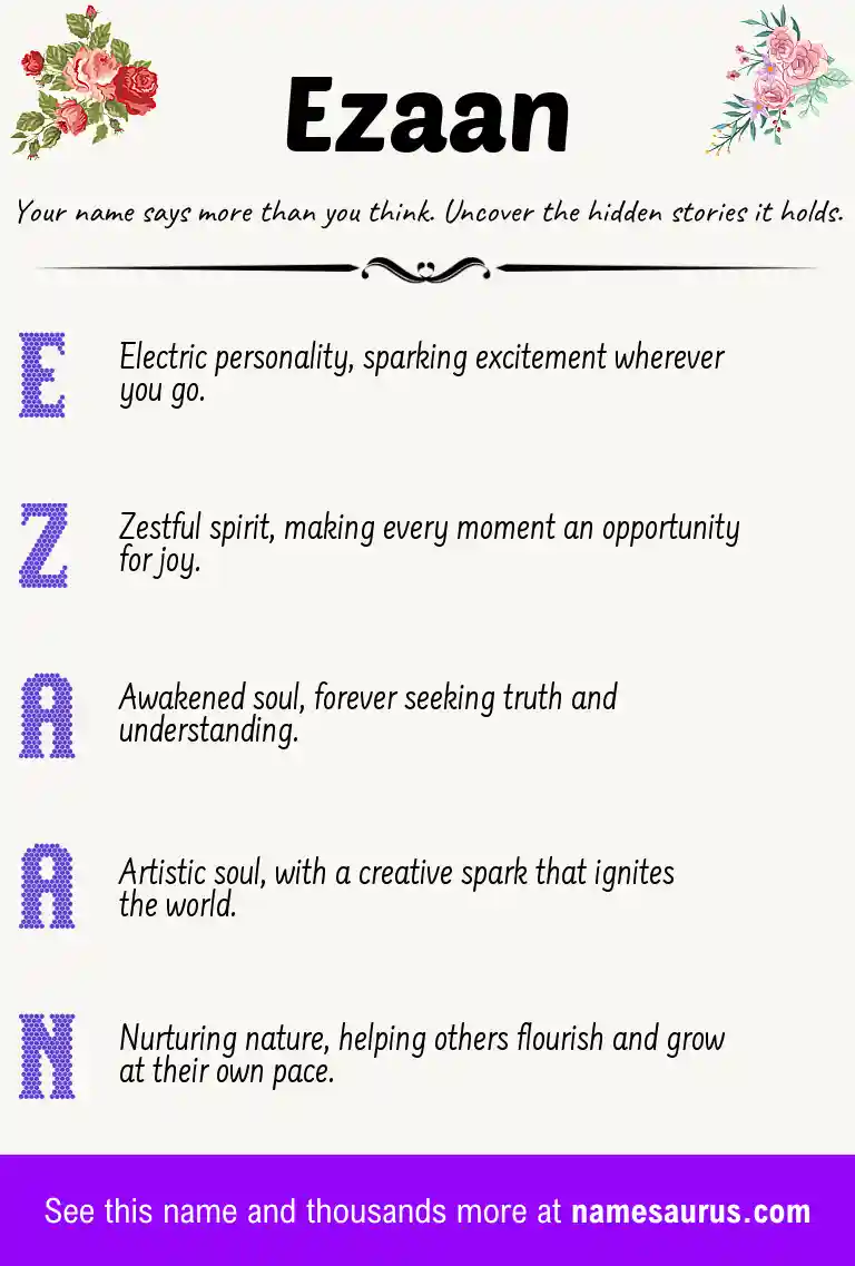 Acrostic poem about Ezaan.