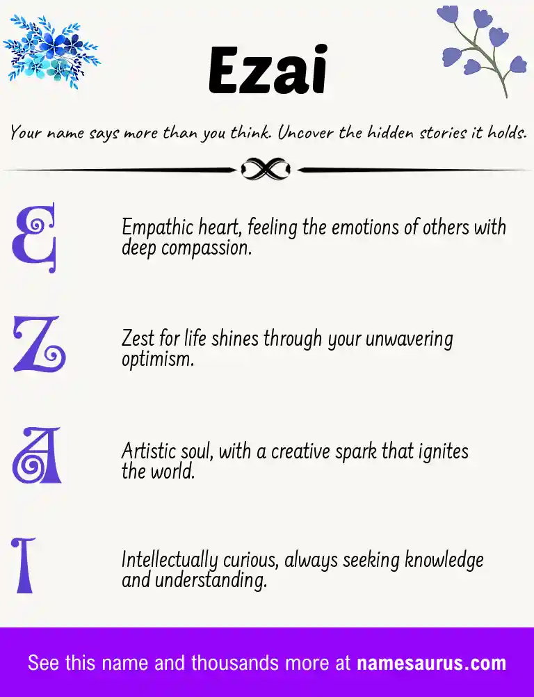 Acrostic poem about Ezai.