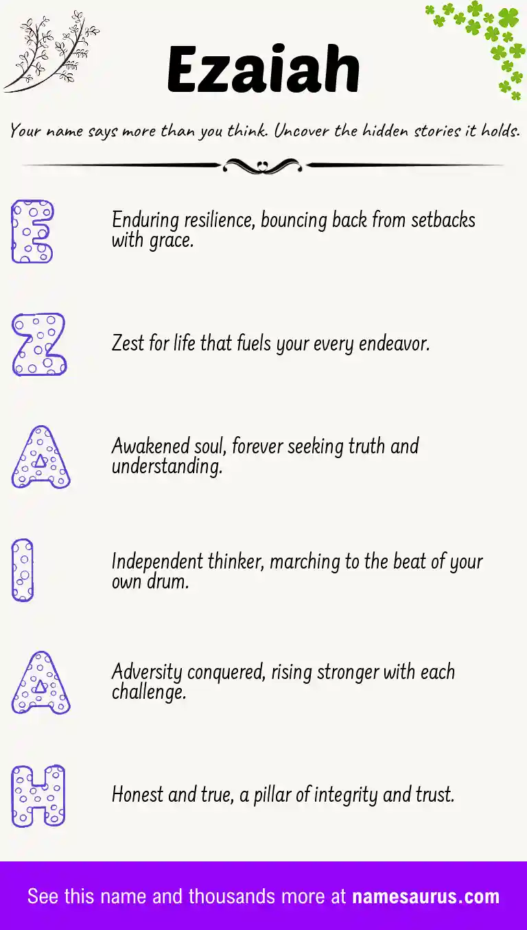 Acrostic poem about Ezaiah.