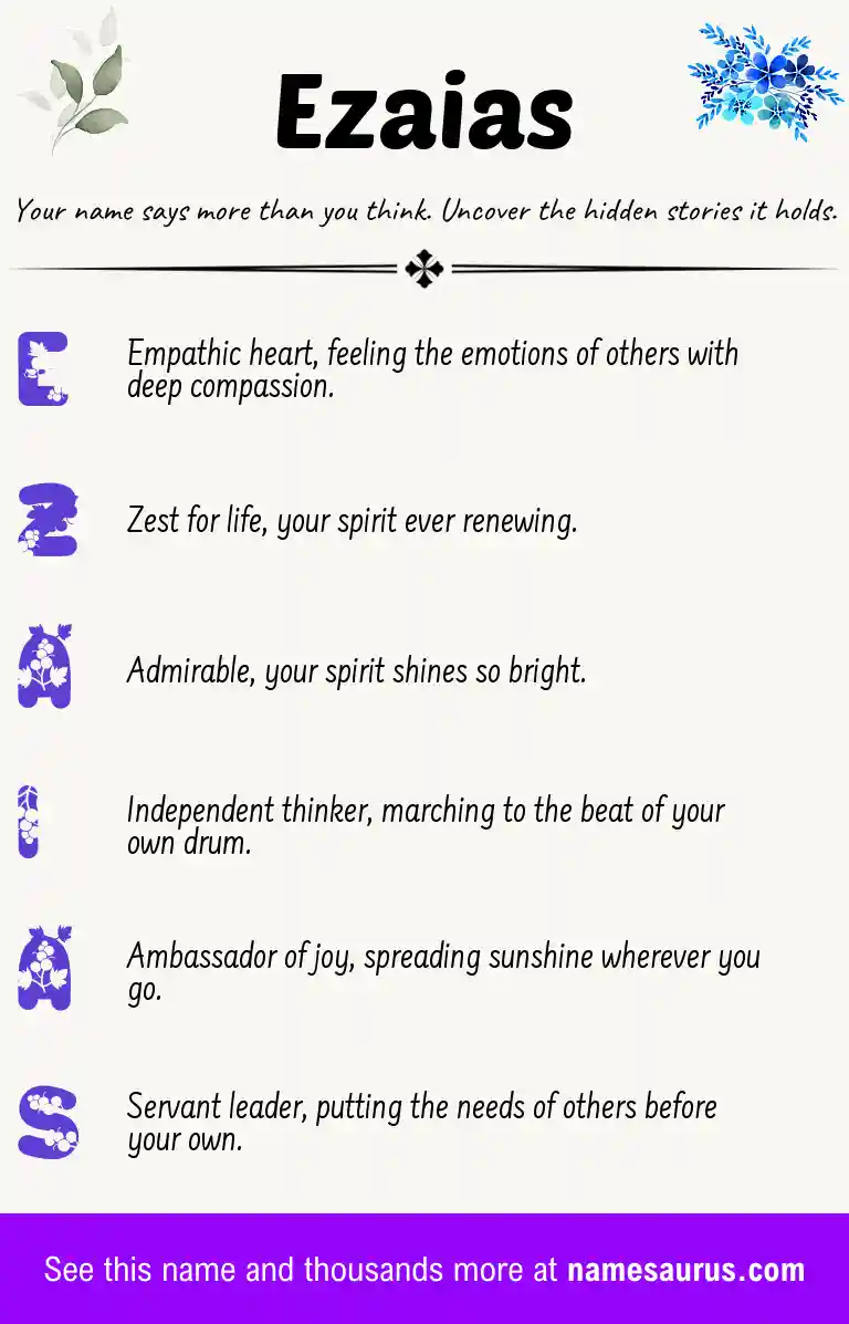 Acrostic poem about Ezaias.