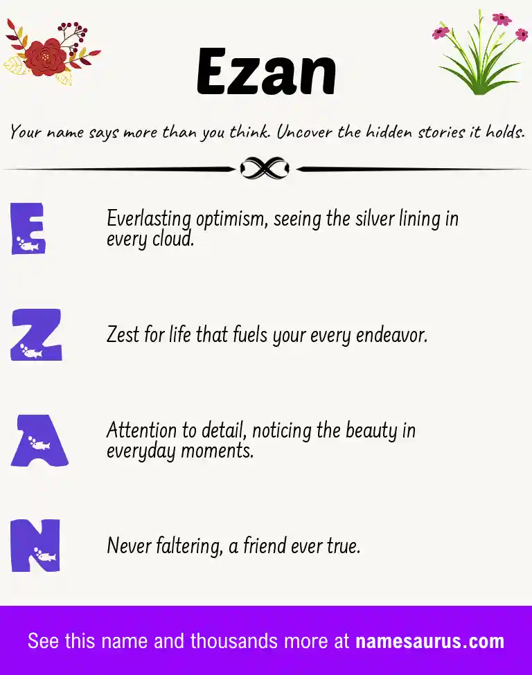 Acrostic poem about Ezan.