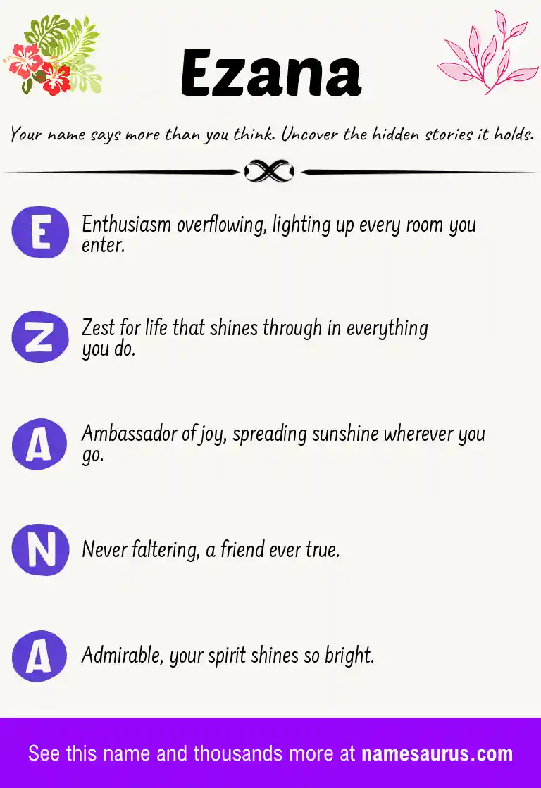 Acrostic poem about Ezana.