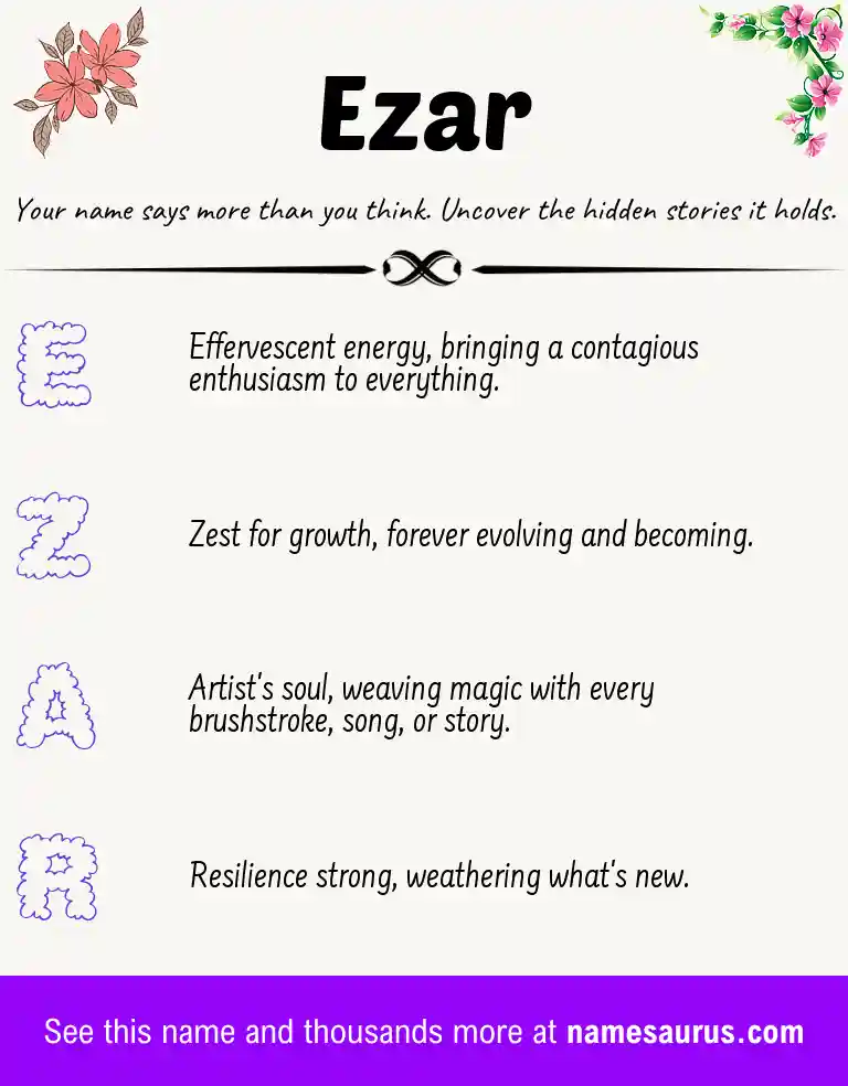 Acrostic poem about Ezar.
