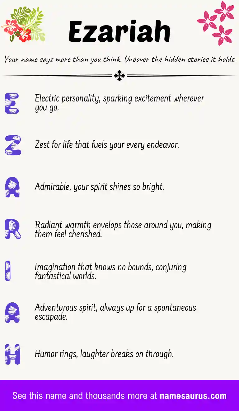 Acrostic poem about Ezariah.