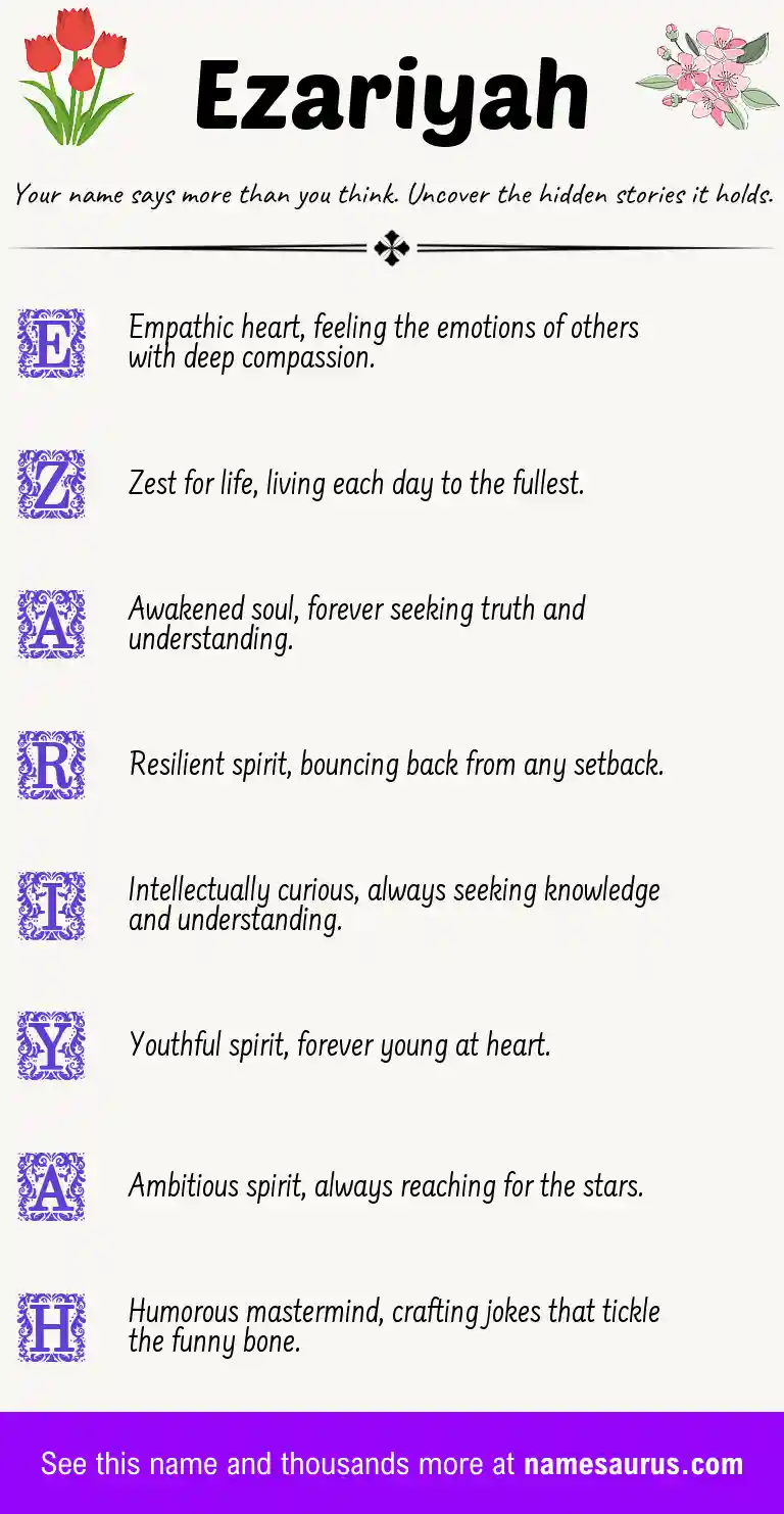 Acrostic poem about Ezariyah.