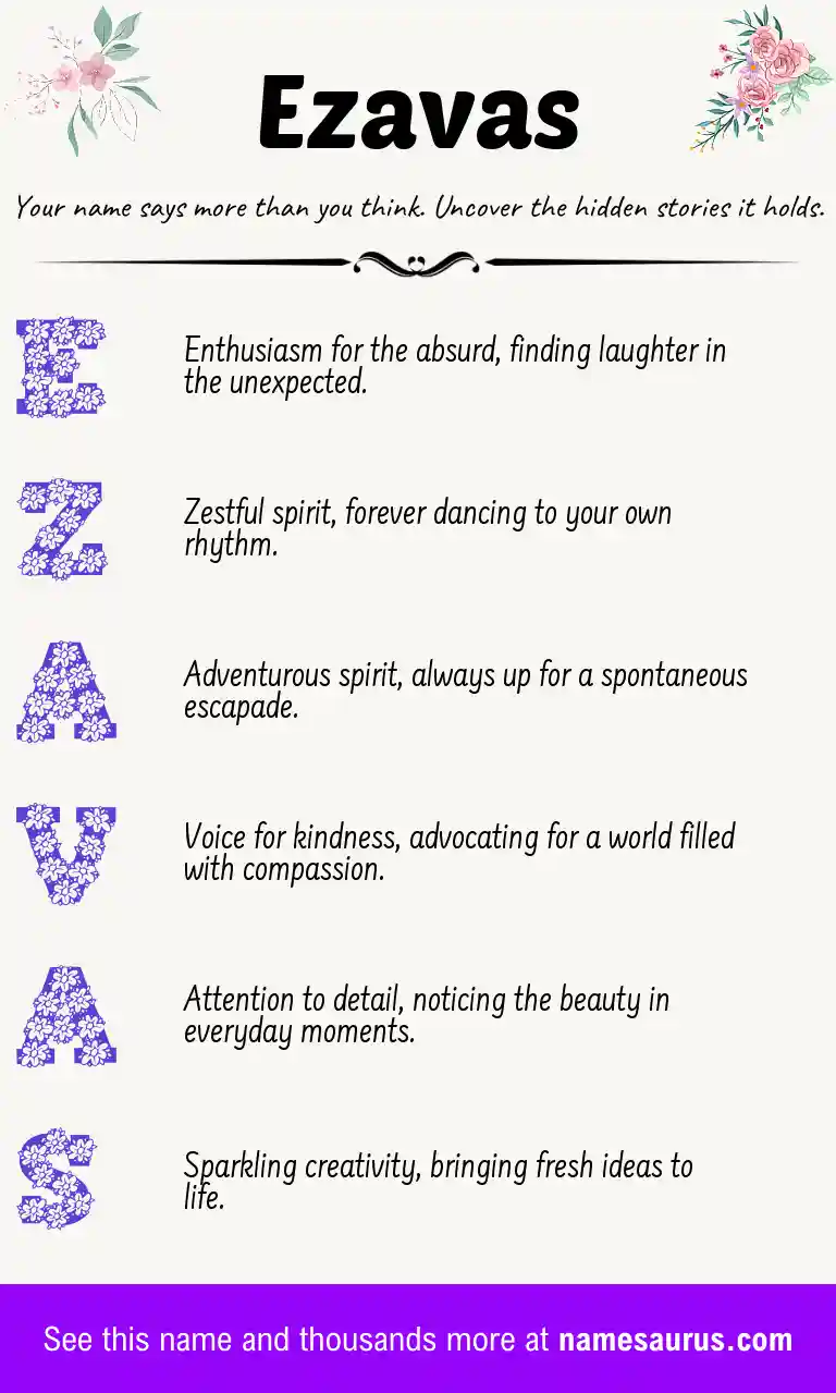 Acrostic poem about Ezavas.