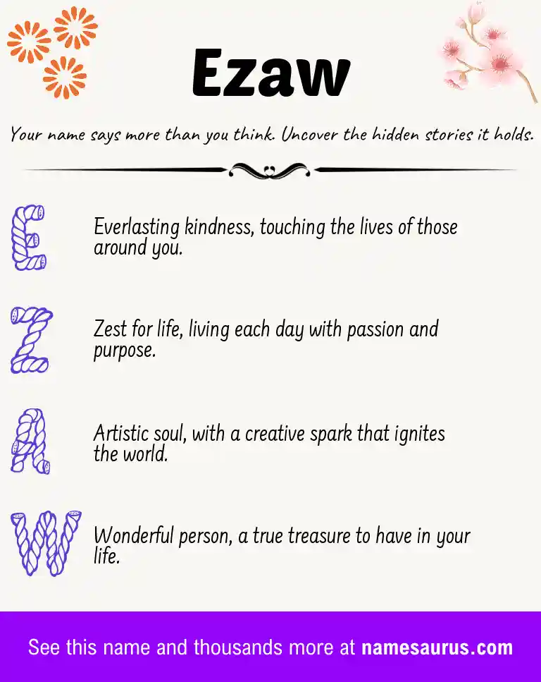 Acrostic poem about Ezaw.