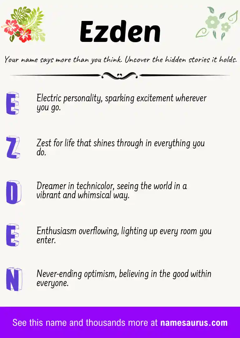 Acrostic poem about Ezden.