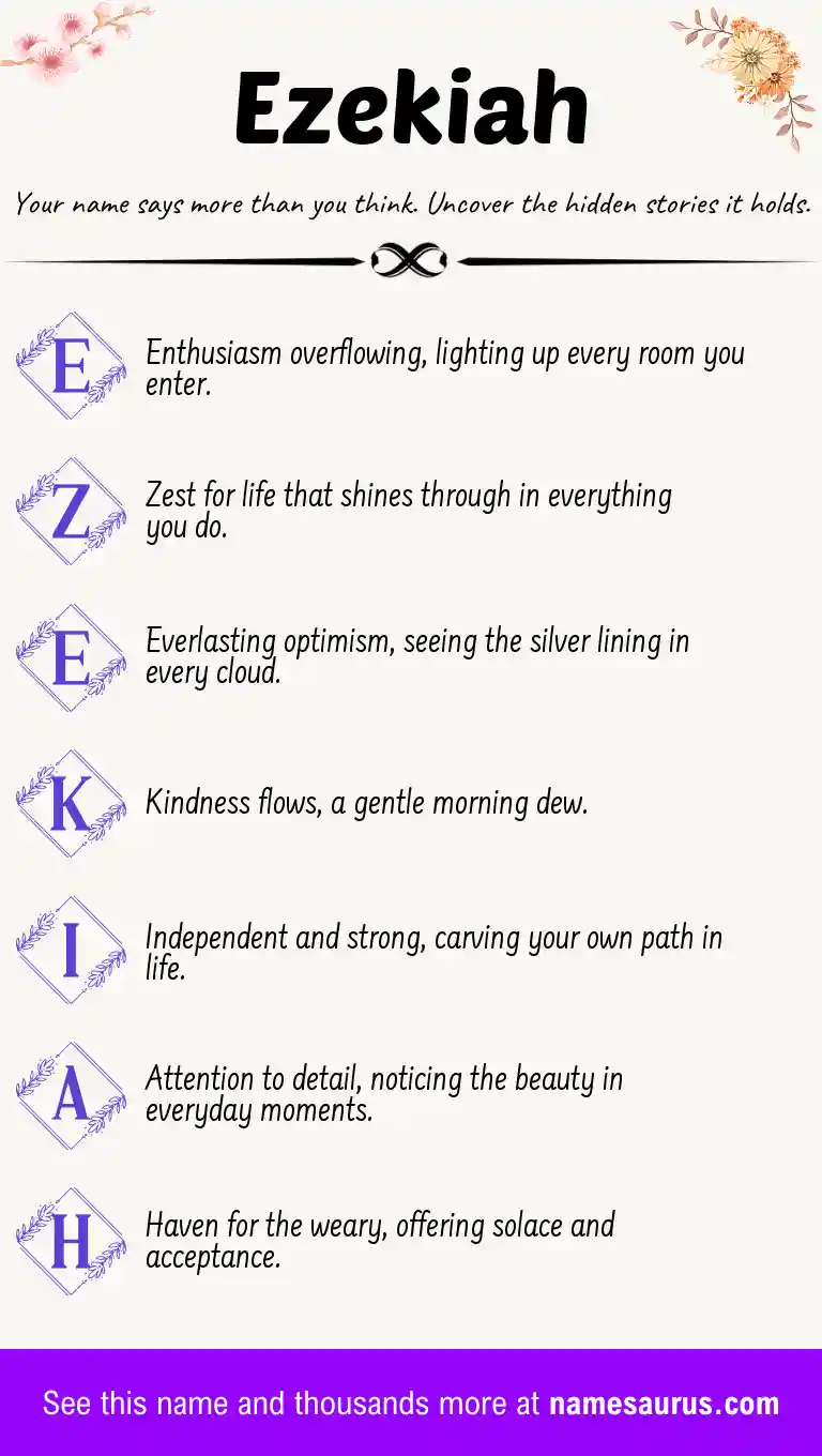 Acrostic poem about Ezekiah.