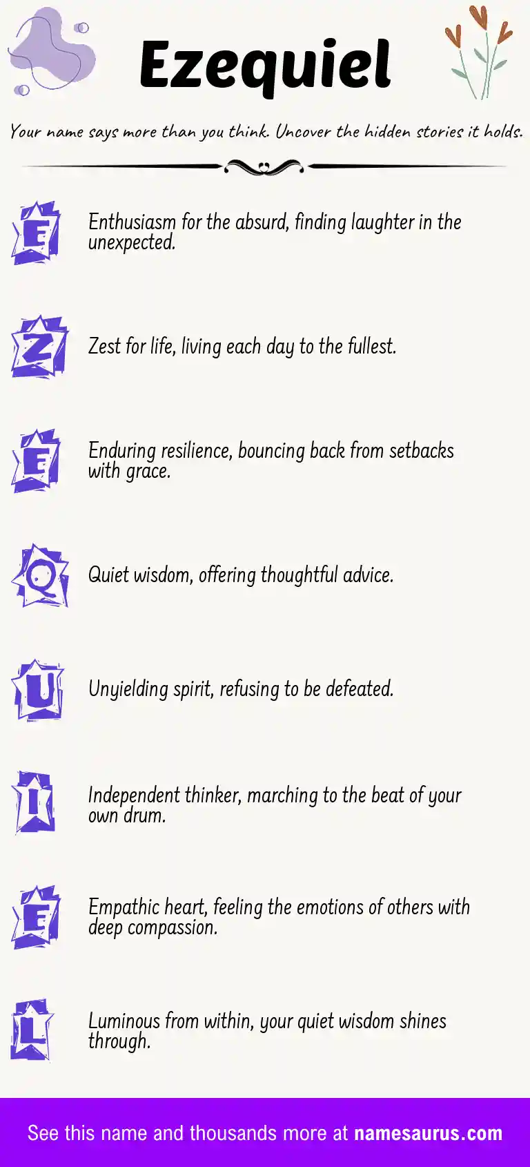 Acrostic poem about Ezequiel.