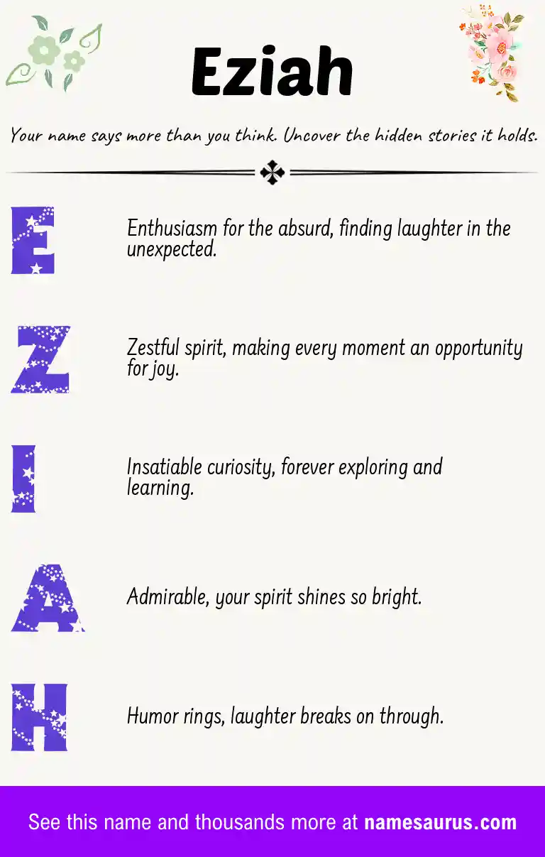 Acrostic poem about Eziah.