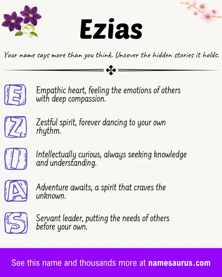 Acrostic poem about Ezias.