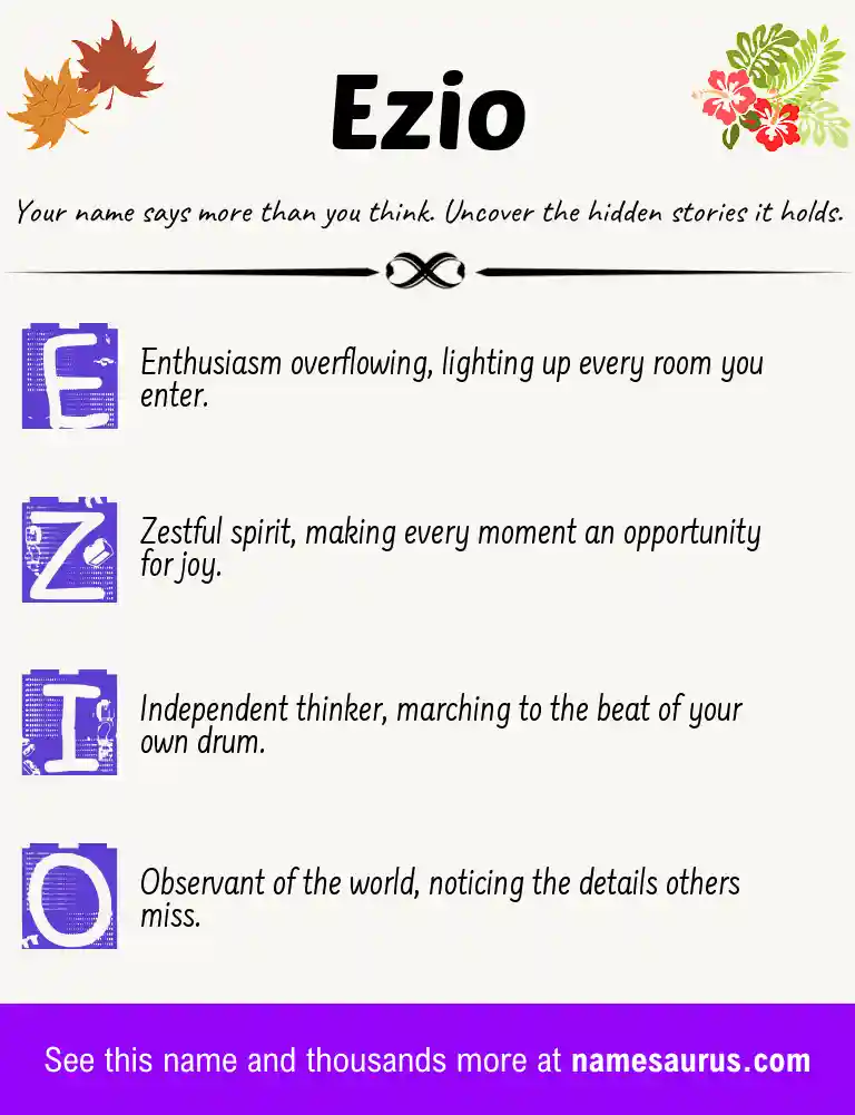 Acrostic poem about Ezio.