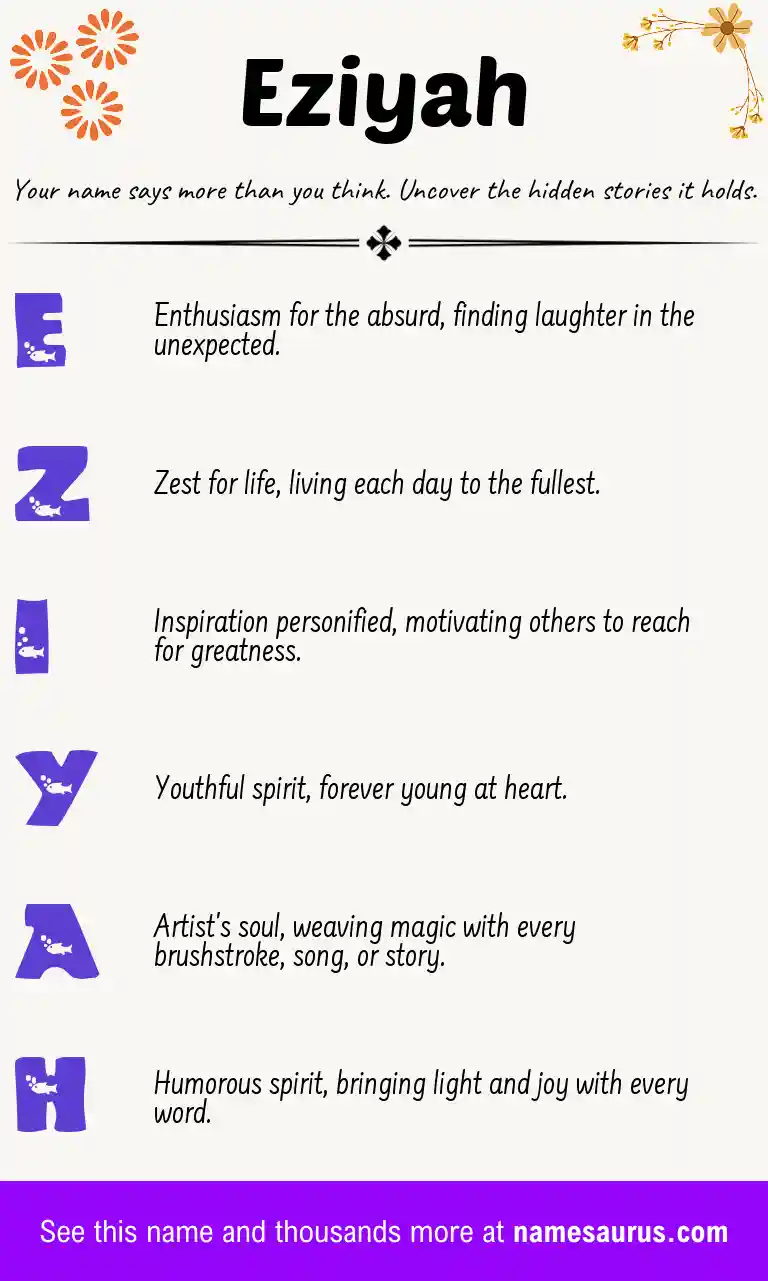 Acrostic poem about Eziyah.