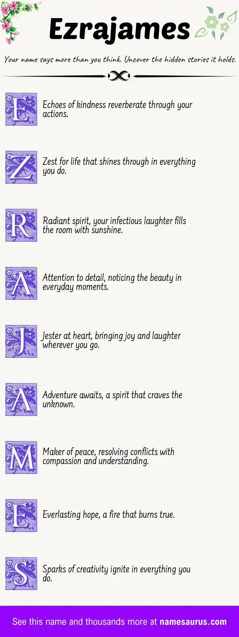 Acrostic poem about Ezrajames.