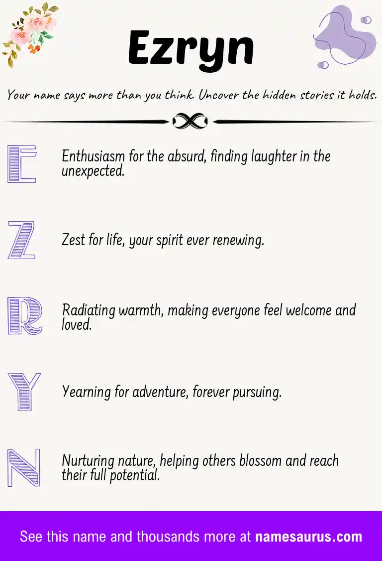 Acrostic poem about Ezryn.