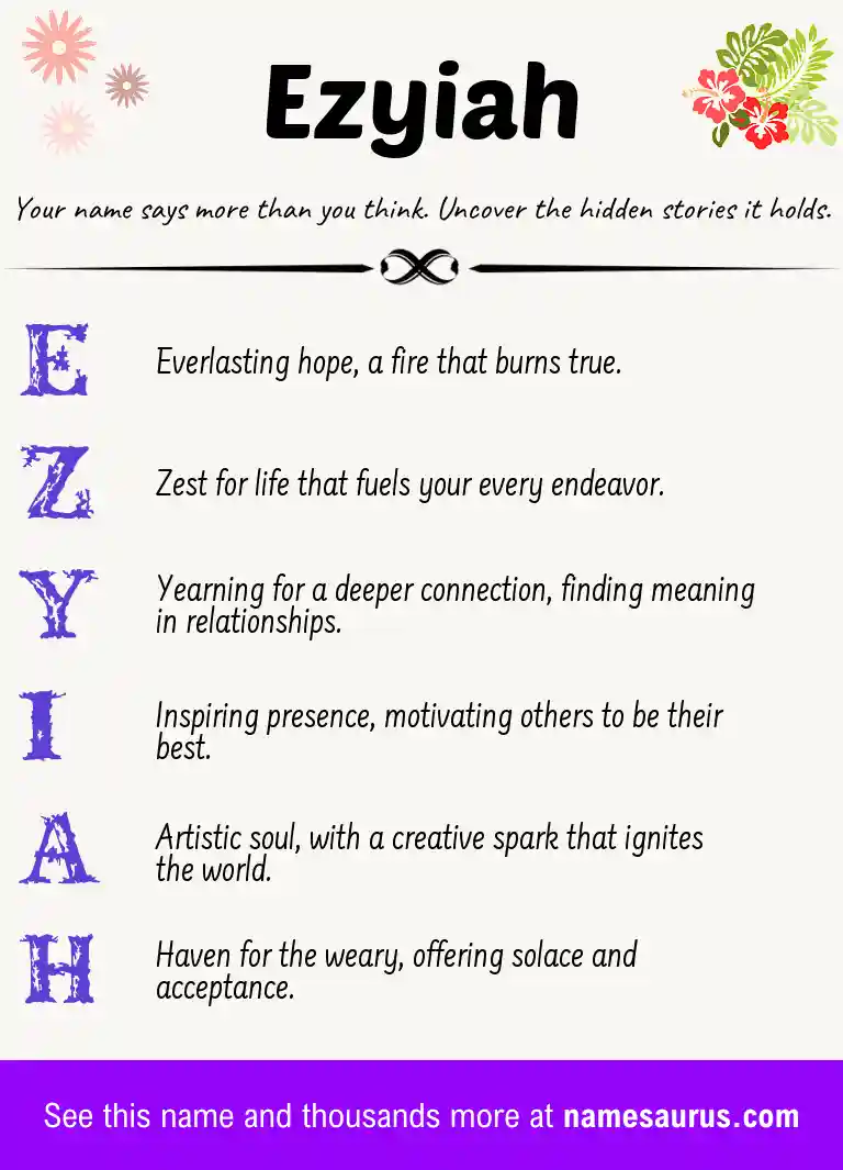 Acrostic poem about Ezyiah.