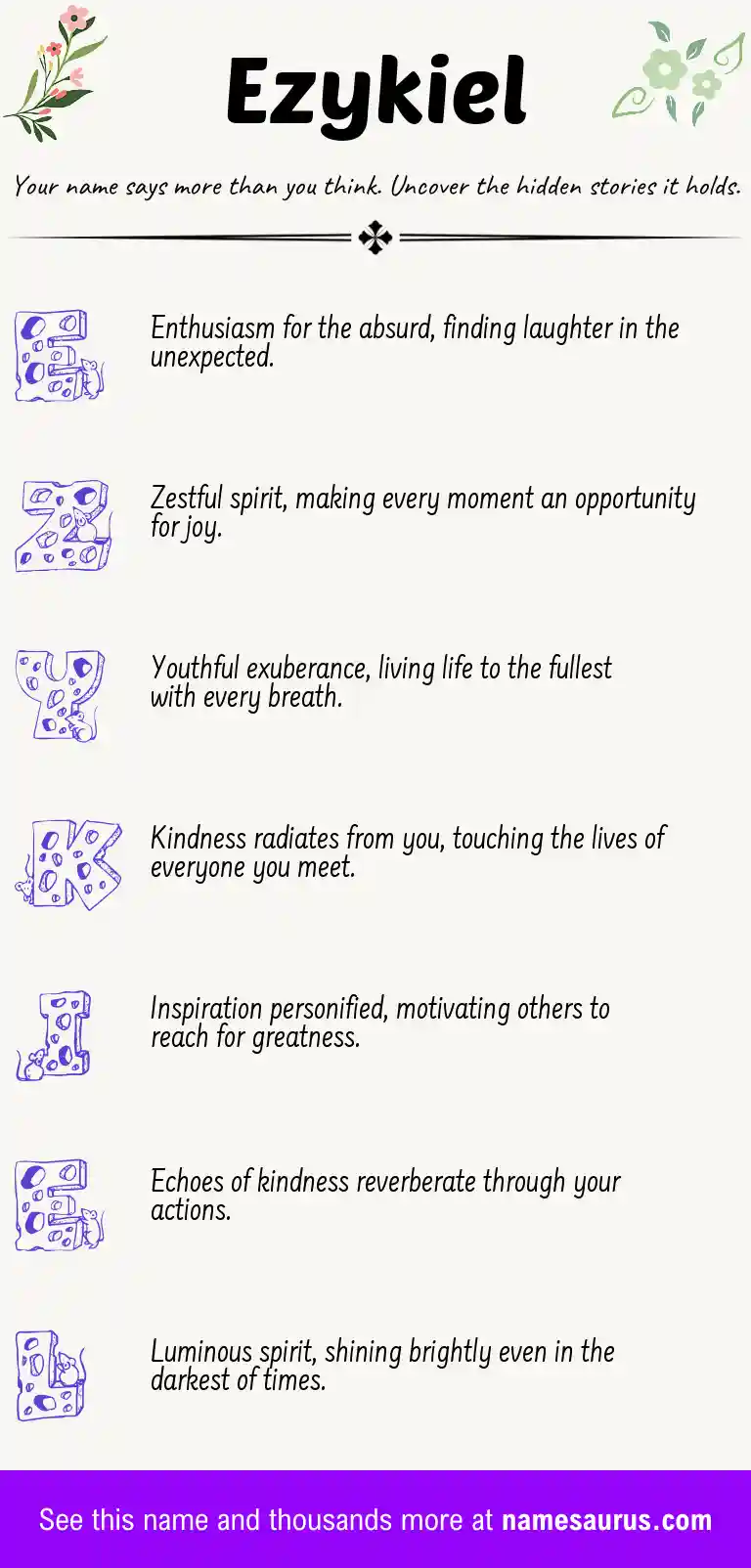 Acrostic poem about Ezykiel.