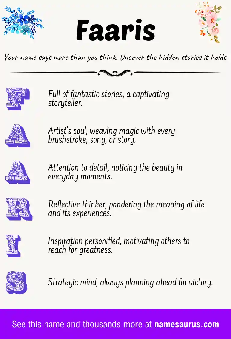 Acrostic poem about Faaris.
