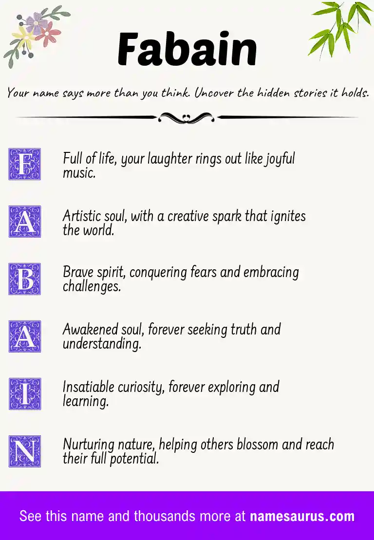 Acrostic poem about Fabain.