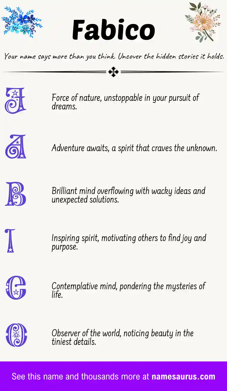 Acrostic poem about Fabico.