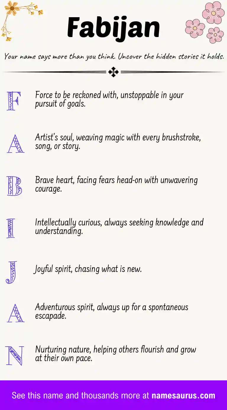 Acrostic poem about Fabijan.