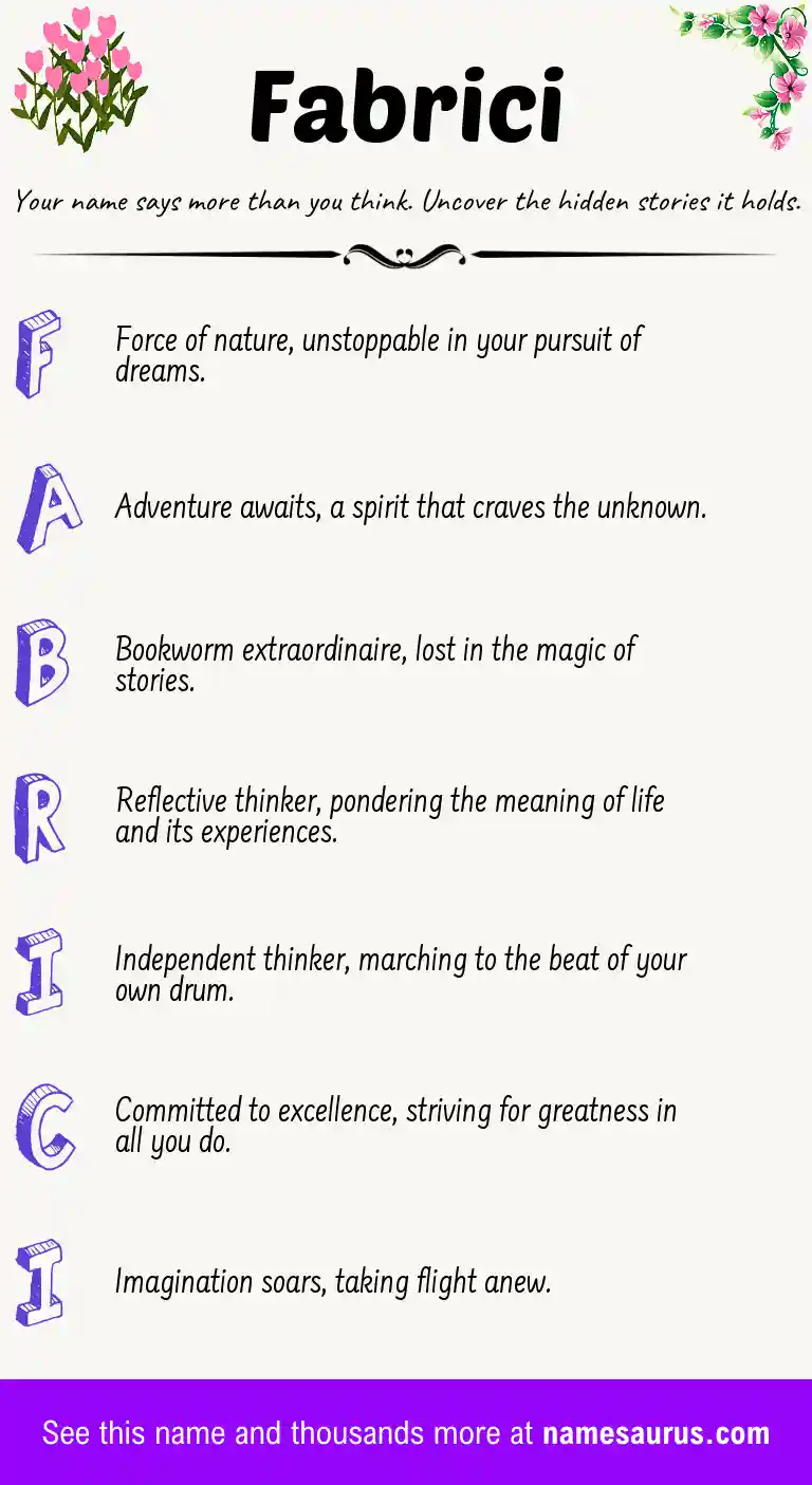 Acrostic poem about Fabrici.