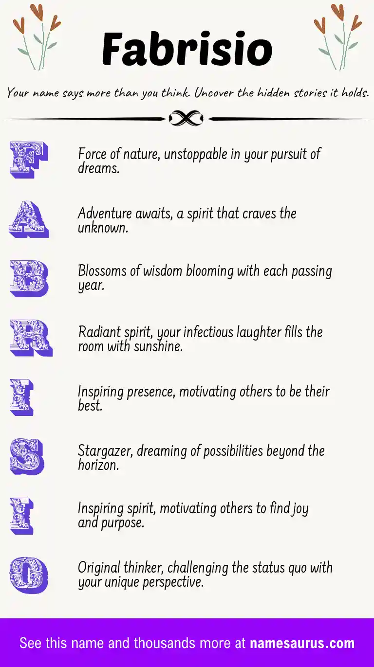 Acrostic poem about Fabrisio.
