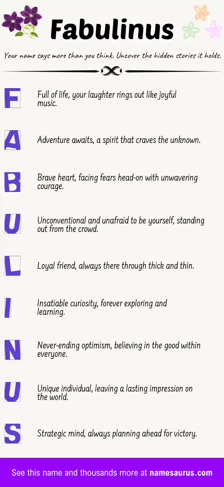 Acrostic poem about Fabulinus.
