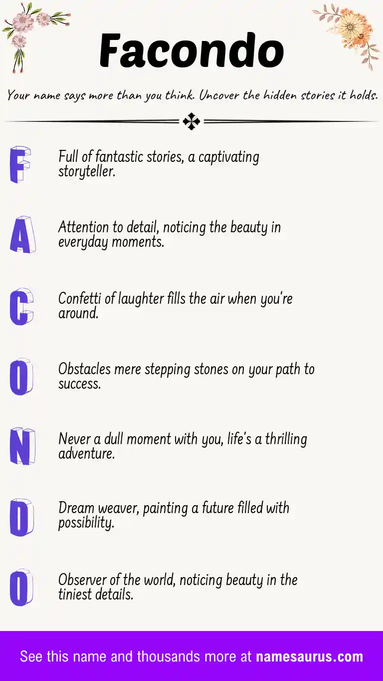 Acrostic poem about Facondo.