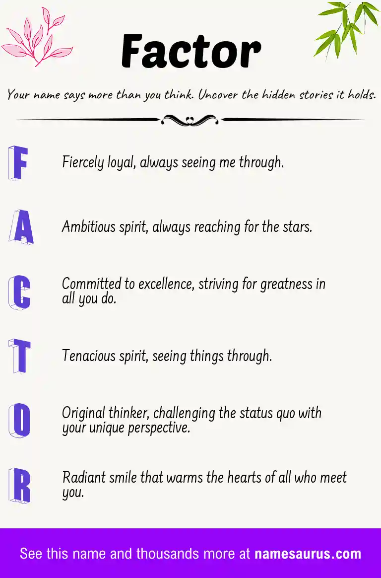 Acrostic poem about Factor.