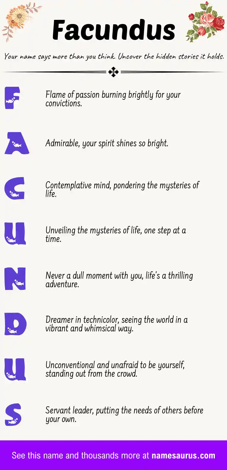 Acrostic poem about Facundus.