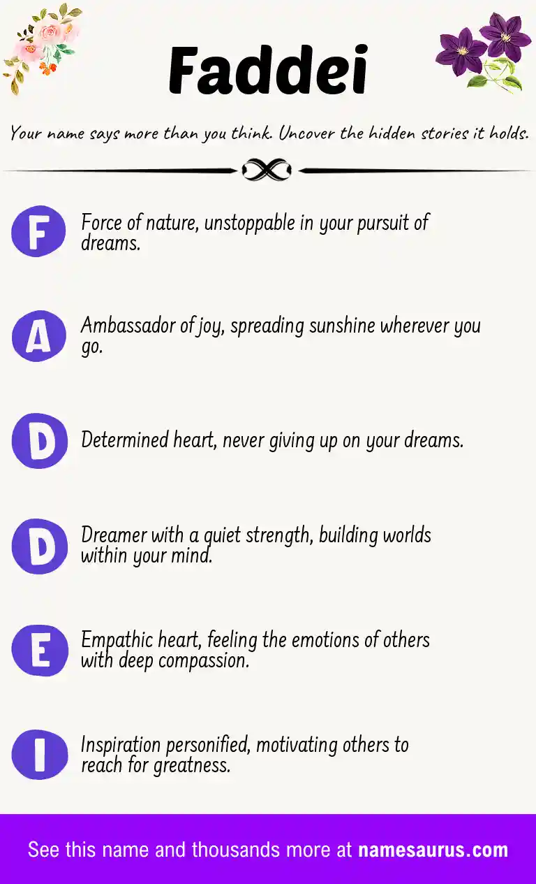 Acrostic poem about Faddei.