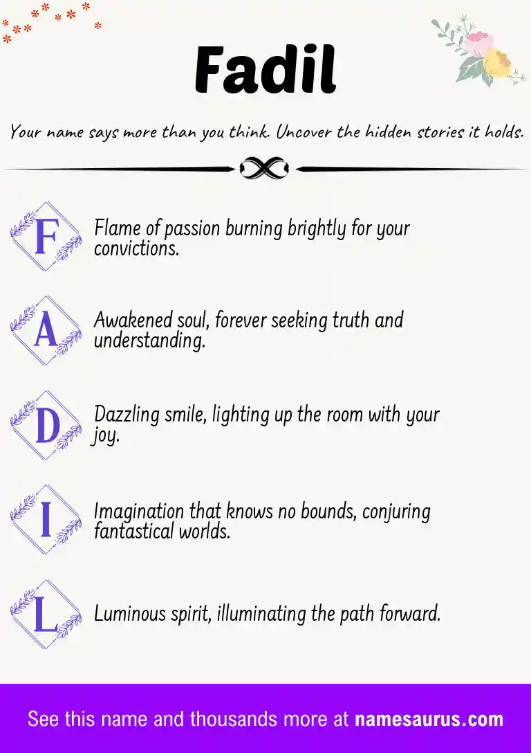 Acrostic poem about Fadil.